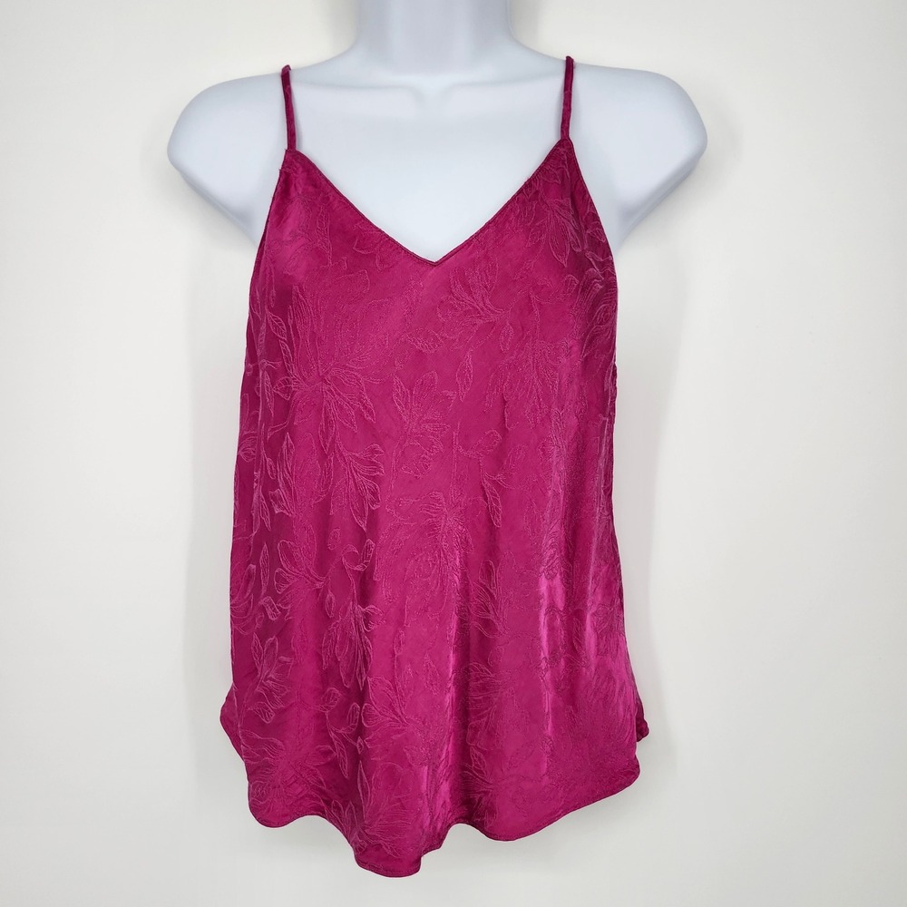 Victoria's Secret Satin Floral Camisole‎ Top Medium Raspberry Pink Coquette